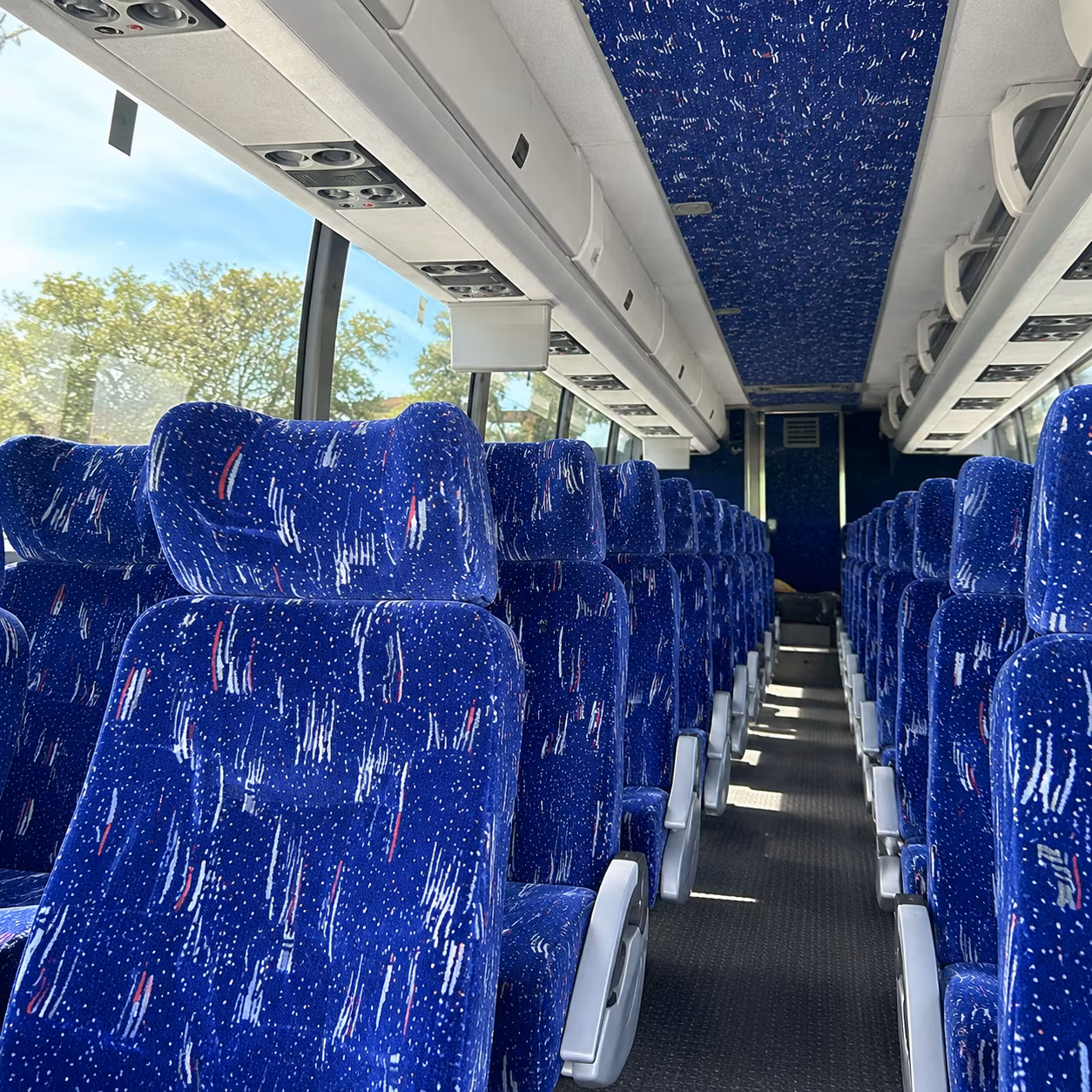 56 passenger charter bus inside