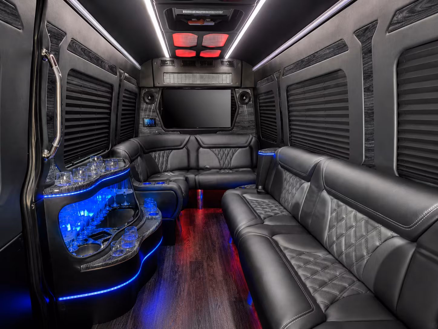 chandler 28 passenger party bus interior