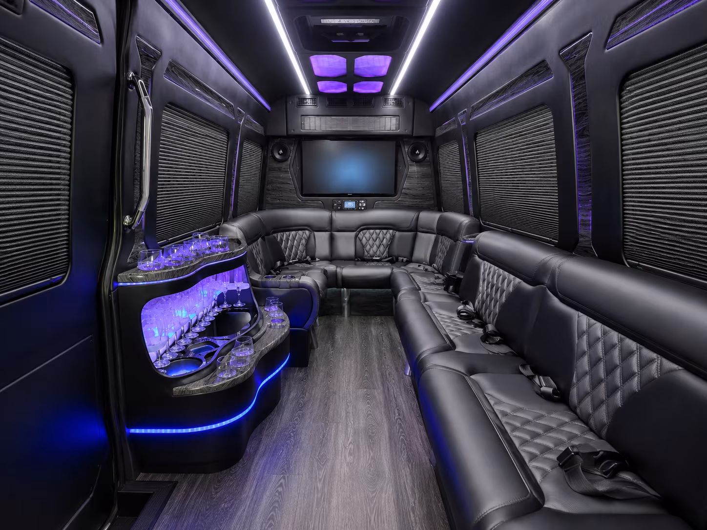 chandler 30 passenger party bus interior